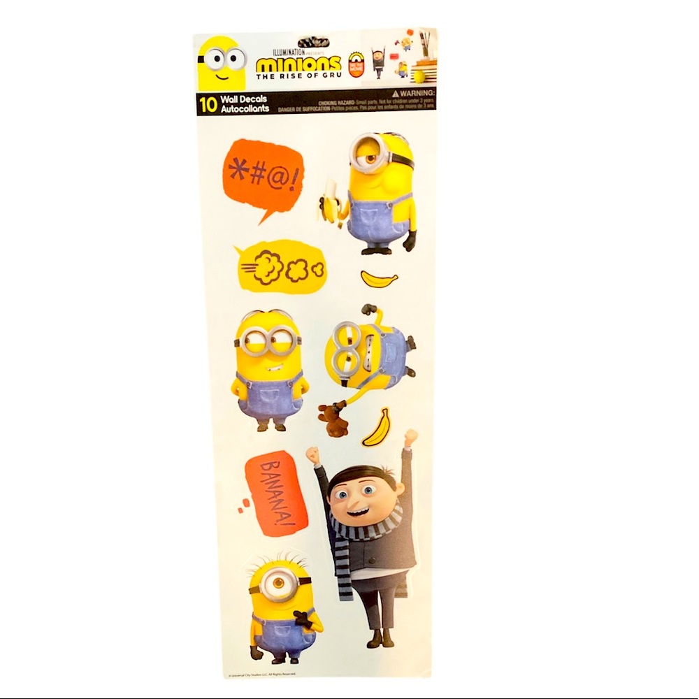 MINIONS Wall Decals Stickers Kevin, Stuart, Bob & Felonious Gru Kids Room